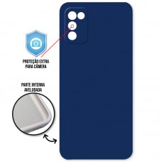 Capa para Samsung Galaxy A03s - Case Silicone Cover Protector Azul Marinho